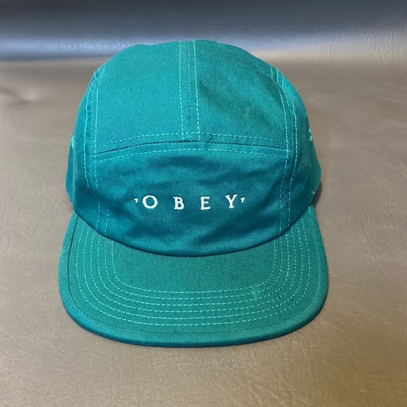 Obey teal flat bill hat with buckle adjustable strap - Picture 2 of 4